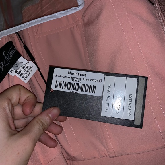 Strapless blush prom dress, size 0 - Picture 2 of 2